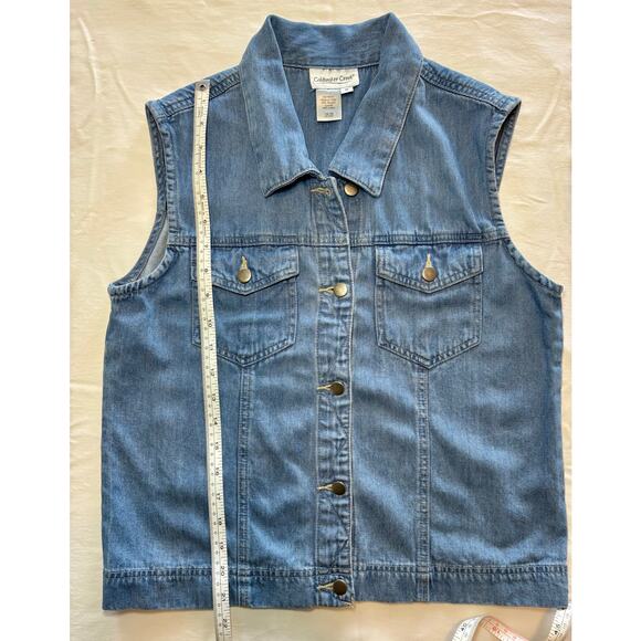 Coldwater Creek women's sleeveless light denim vest soft stretch Medium - Picture 4 of 5